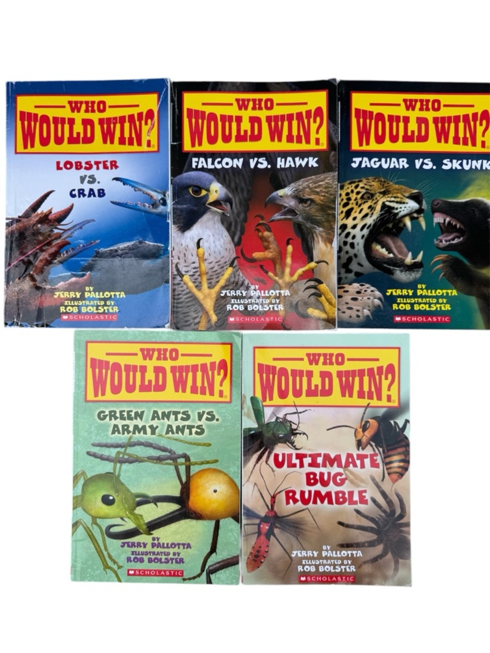 Scholastic WHO WOULD WIN? Books, Lot of 5, paperback, elementary science